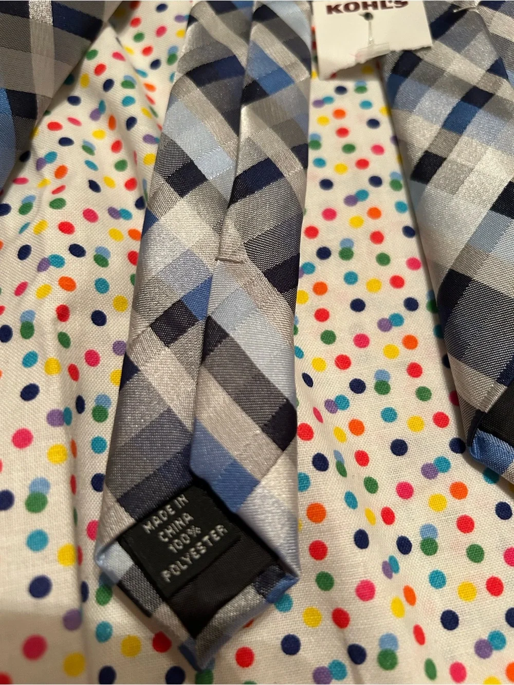 Bespoke Silver, Blue and Gray Plaid Men's Tie